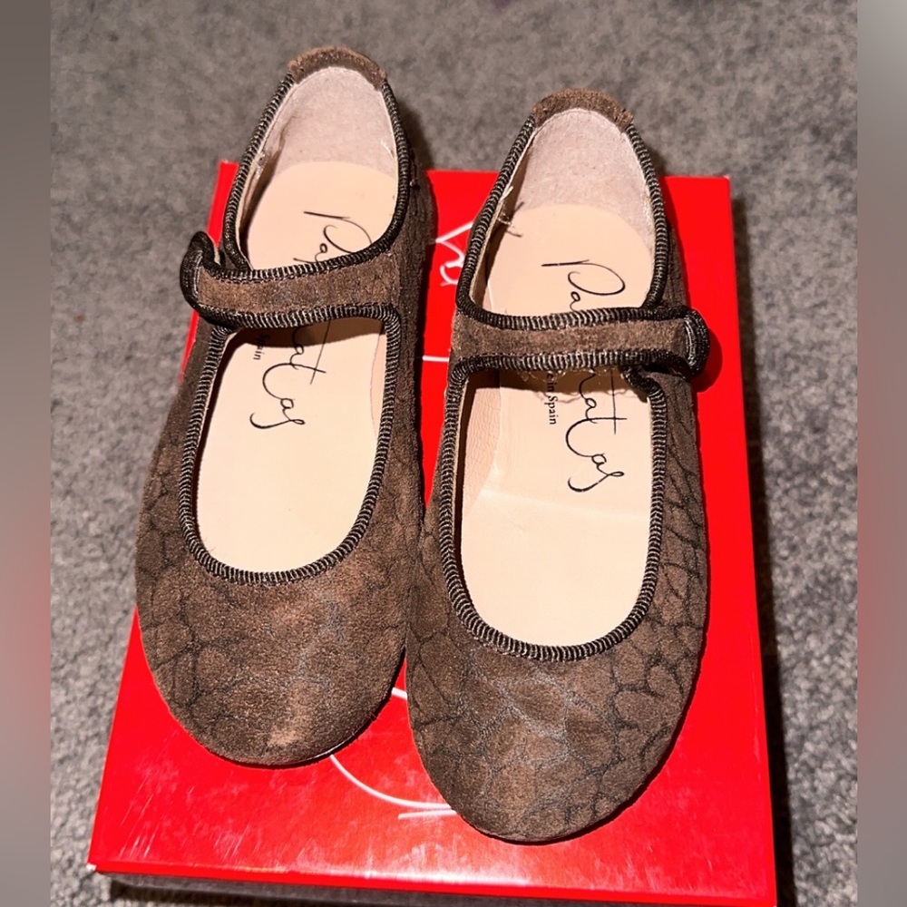 Papanatas brown suede leopard print Mary Jane